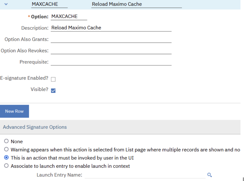 Reload Maximo Cache Example View